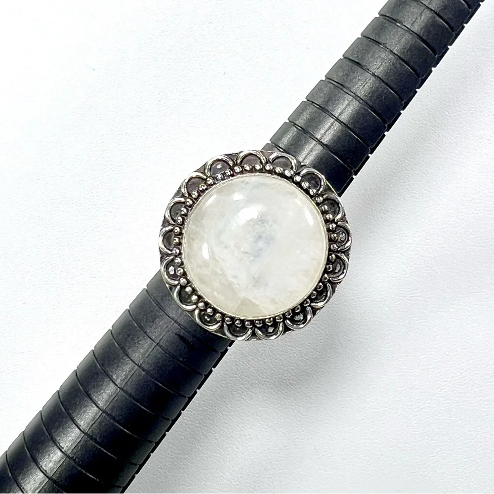 Moonstone 925 Gemstone Circle Ring size 8.25